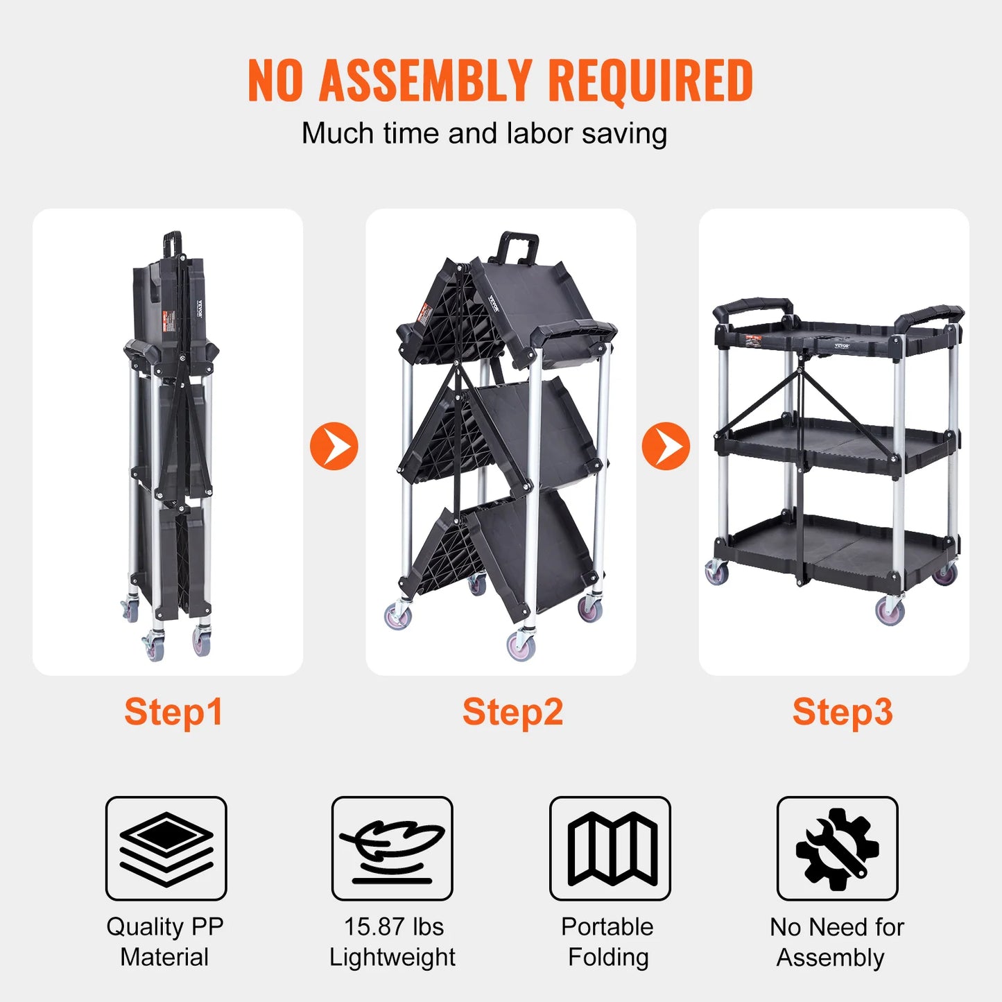 Carrito Organizador Plegable de 3 Niveles – Case Lune™