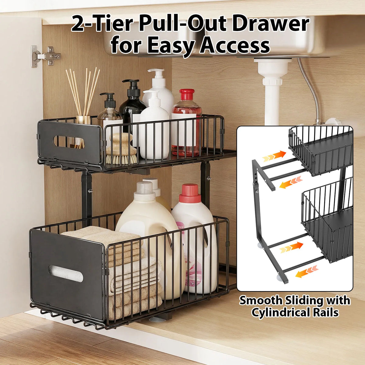 Organizador Deslizante Bajo Fregadero de 2 Niveles – Case Lune™